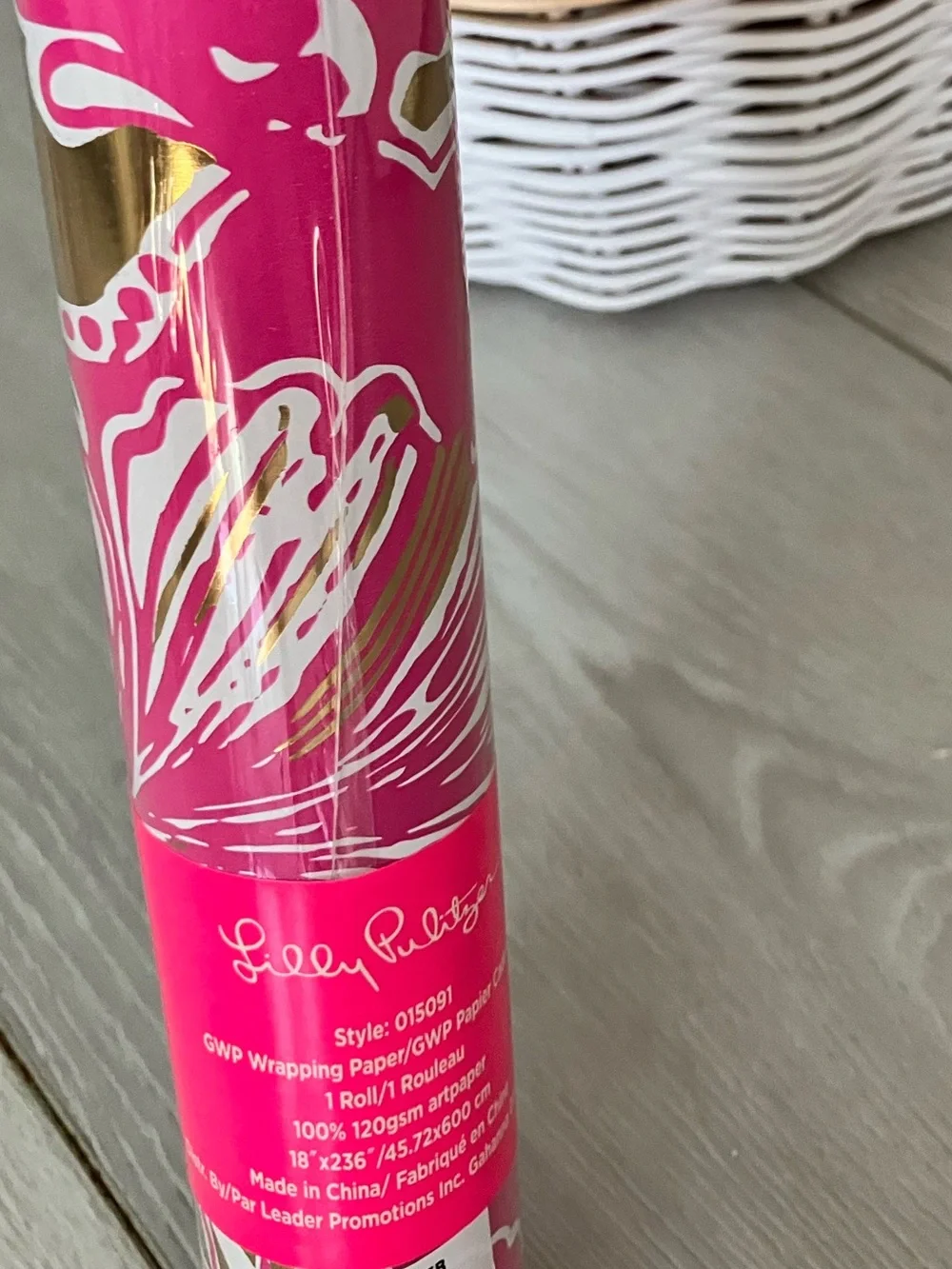 Lilly Pulitzer Hot Pink Floral & Gold Gift Wrap Roll